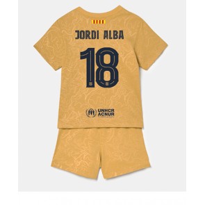 Barcelona Jordi Alba #18 kläder Barn 2022-23 Bortatröja Kortärmad (+ korta byxor)